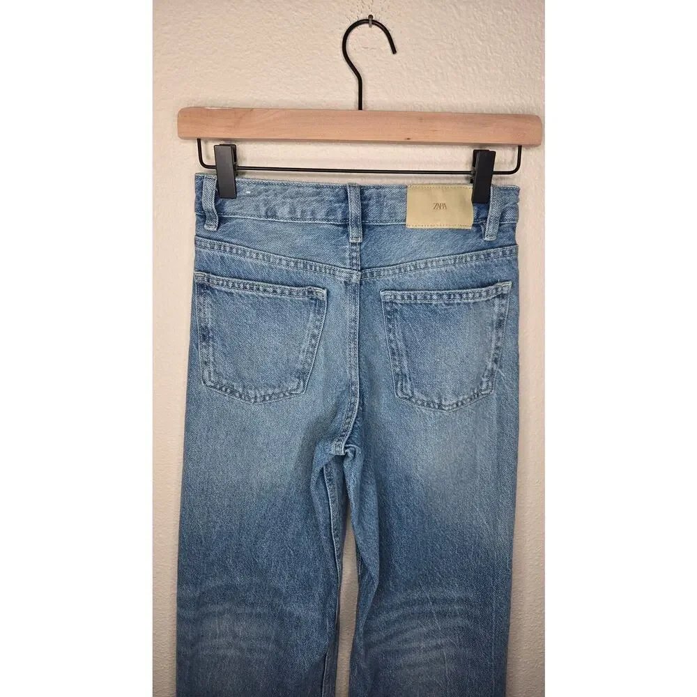 ZARA Kid’s Faded Wide Leg Blue Jeans Size 11-12Y